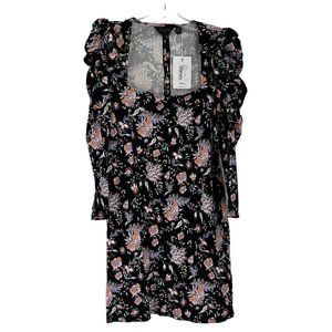Ted Baker Dracena Black Square Neck Puff Shoulder Printed Mini Dress 2 (US 6)
